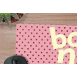 Bonjour - Stippen - Roze- Geel muismat rubber klein -closeup