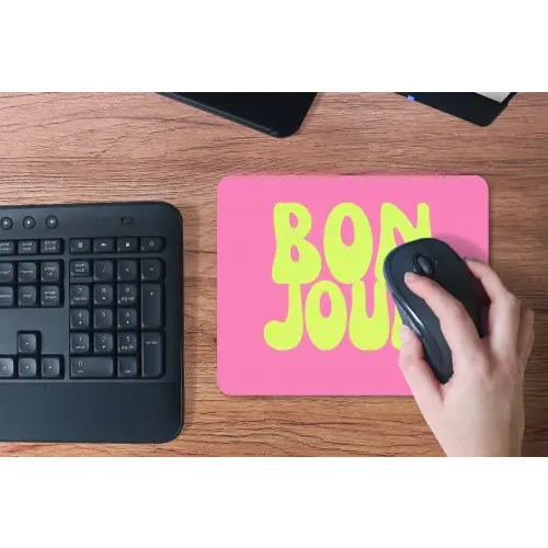 Bonjour - Roze - Fel groen muismat rubber klein -toetsenbord