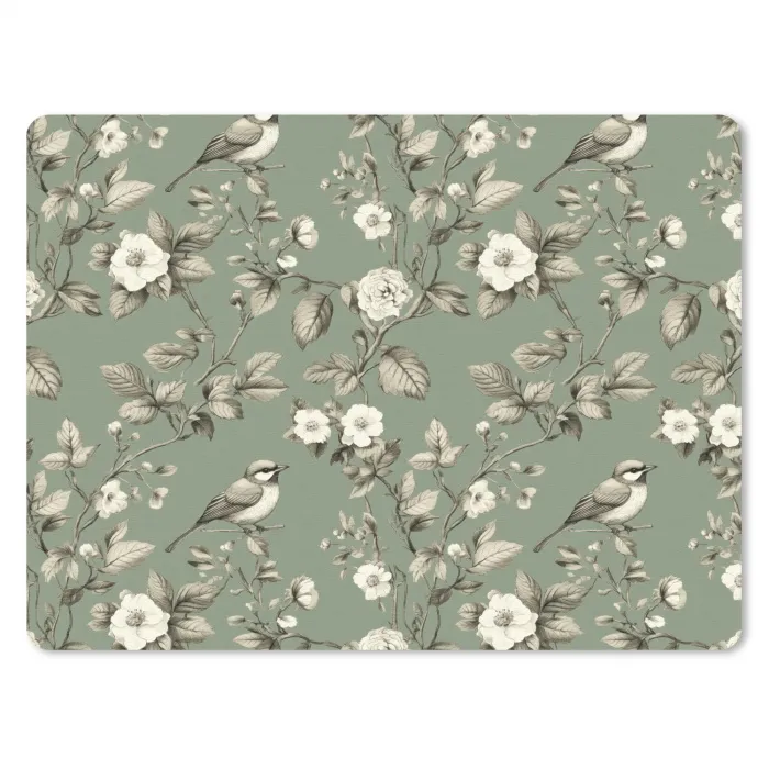 Botanisch - Vogels - Groen muismat rubber klein 262 -3d