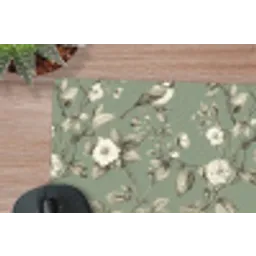 Botanisch - Vogels - Groen muismat rubber klein 262 -closeup