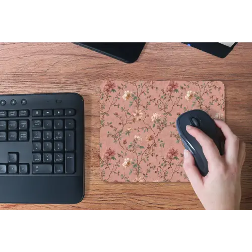 Botanisch - Bloemen - Roze muismat rubber klein 262 -toetsenbord