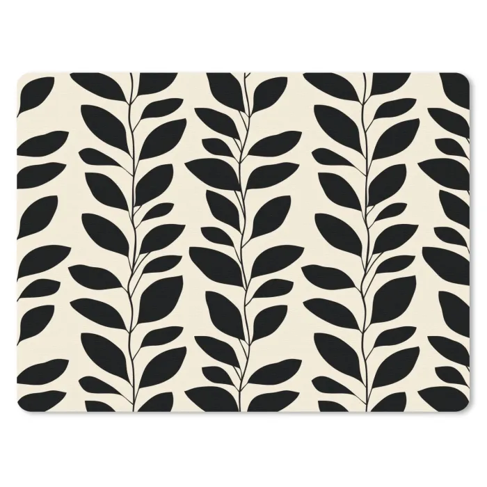 Botanisch - Dessin - Zwart - Beige muismat rubber klein 262 -3d