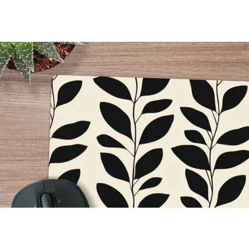 Botanisch - Dessin - Zwart - Beige muismat rubber klein 262 -closeup