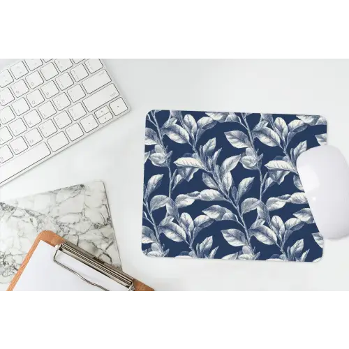 Botanisch - Patroon - Blauw muismat rubber klein 262 -witbureau