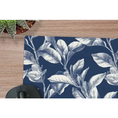 Botanisch - Patroon - Blauw muismat rubber klein 262 -closeup
