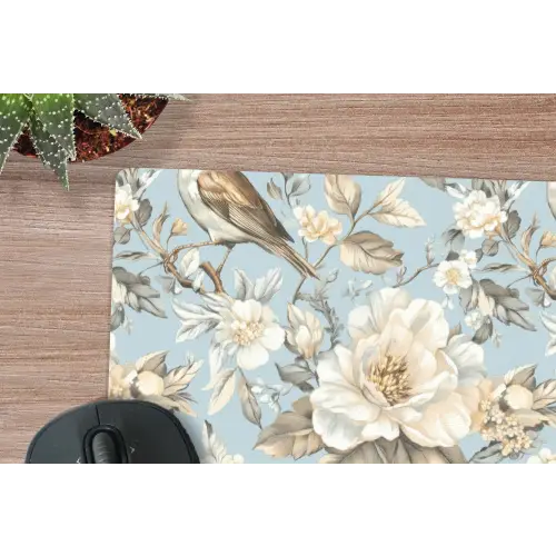 Botanisch - Zangvogel - Blauw muismat rubber klein 262 -closeup