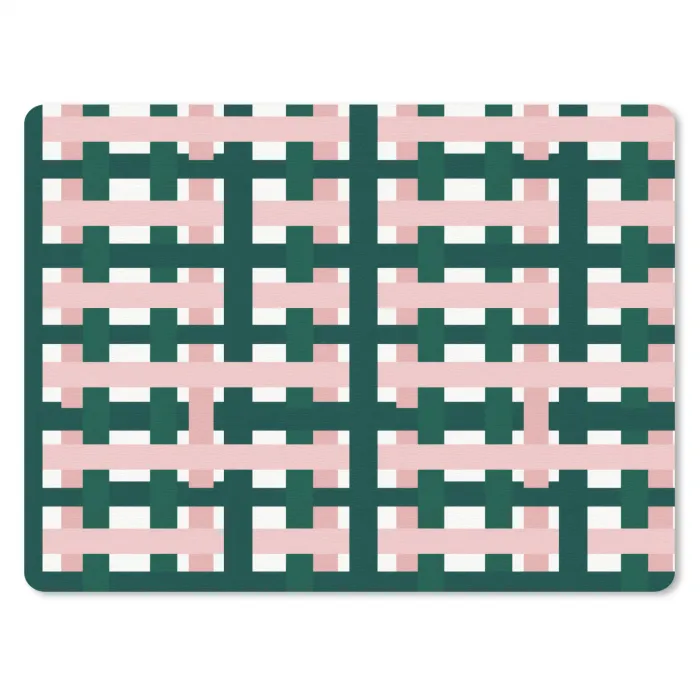 Vlechtpatroon - Groen - Roze - Grafisch muismat rubber klein 262 -3d