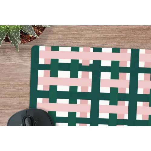 Vlechtpatroon - Groen - Roze - Grafisch muismat rubber klein 262 -closeup