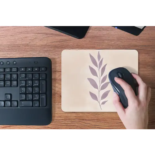 Tak - Bladeren - Minimalistisch - Beige muismat rubber klein -toetsenbord
