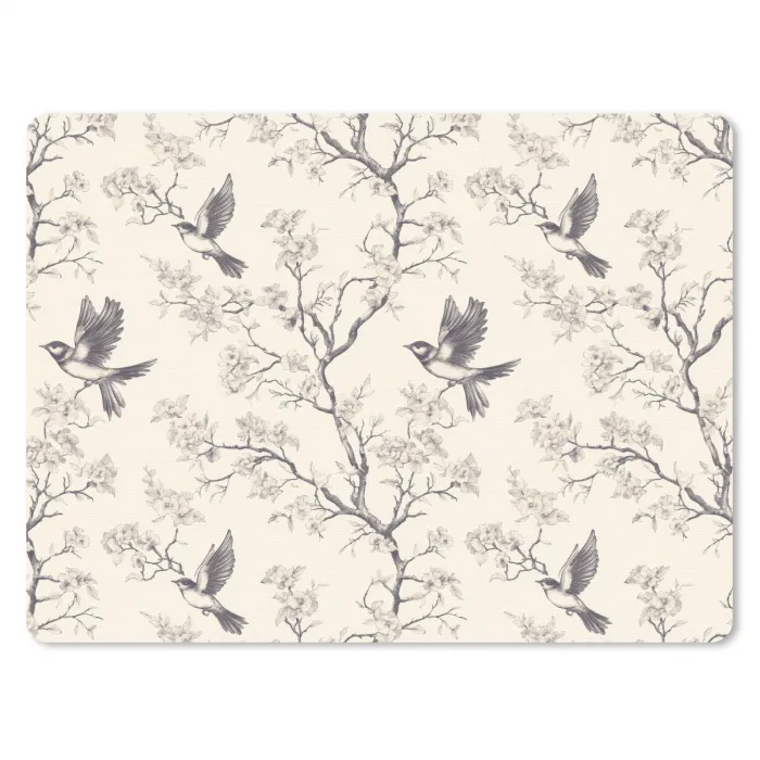 Takken - Vogels - Beige muismat rubber klein 262 -3d