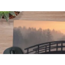 Brug - Mist - Bomen - Water muismat rubber klein -closeup