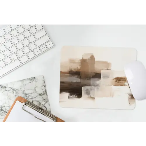 Penseelstreken - Abstract landschap - Rust muismat rubber klein -witbureau