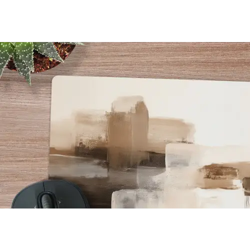 Penseelstreken - Abstract landschap - Rust muismat rubber klein -closeup