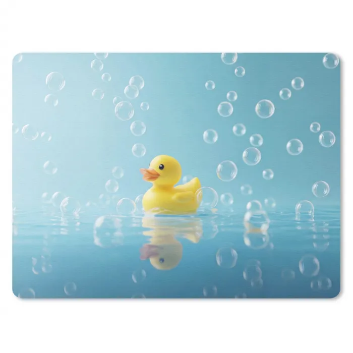 Bubbels - Badeend - Geel muismat rubber klein -3d