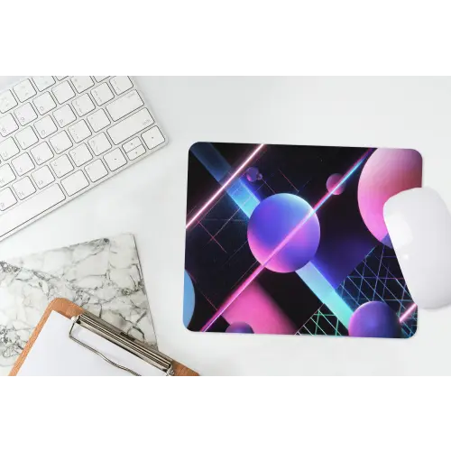 Bollen - Neon - Lijnen - Roze muismat rubber klein -witbureau