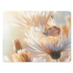 Vlinder - Bloem - Oranje muismat rubber klein -3d