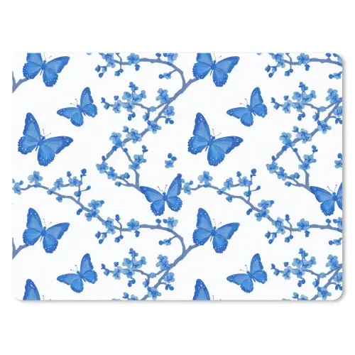 Vlinder - Bloemen - Blauw muismat rubber klein 262 -3d