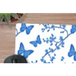 Vlinder - Bloemen - Blauw muismat rubber klein 262 -closeup