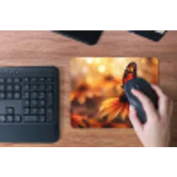 Vlinder - Bloemen - Oranje muismat rubber klein -toetsenbord
