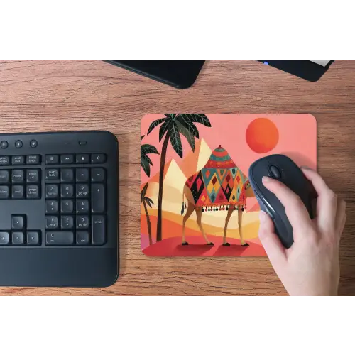 Kameel - Pyramides - Rode zon muismat rubber klein -toetsenbord