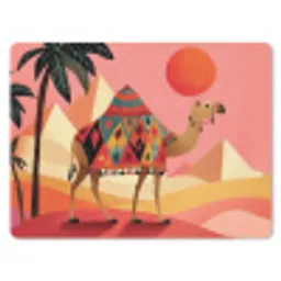 Kameel - Pyramides - Rode zon muismat rubber klein -3d