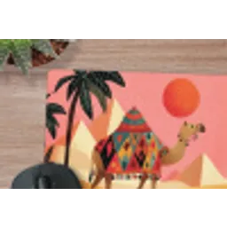 Kameel - Pyramides - Rode zon muismat rubber klein -closeup
