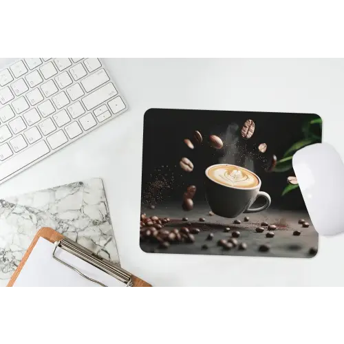 Cappuccino - Kop - Bonen - Bruin muismat rubber klein -witbureau