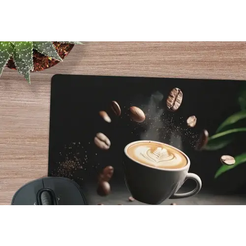 Cappuccino - Kop - Bonen - Bruin muismat rubber klein -closeup