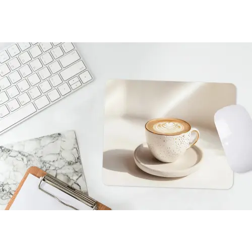 Cappuccino - Schuim - Schotel - Beige muismat rubber klein -witbureau