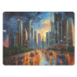 Auto - Skyline - Zon - Blauw muismat rubber klein -3d