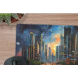 Auto - Skyline - Zon - Blauw muismat rubber klein -closeup
