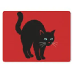 Kat - Zwart - Staart muismat rubber klein -3d