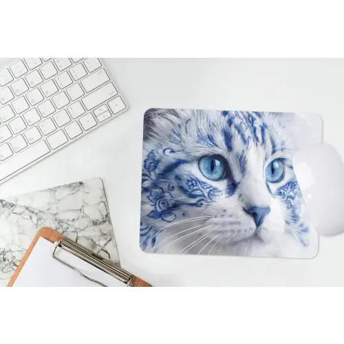 Kat - Patroon - Blauw muismat rubber klein -witbureau