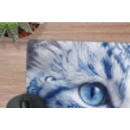 Kat - Patroon - Blauw muismat rubber klein -closeup