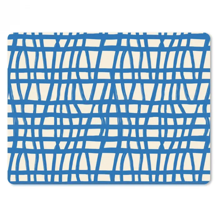 Ruitpatroon - Blauw - Crème muismat rubber klein 262 -3d