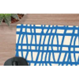 Ruitpatroon - Blauw - Crème muismat rubber klein 262 -closeup