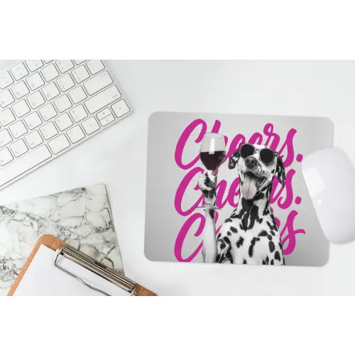 Cheers - Hond - Roze - Wijn muismat rubber klein -witbureau