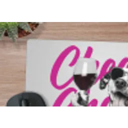 Cheers - Hond - Roze - Wijn muismat rubber klein -closeup