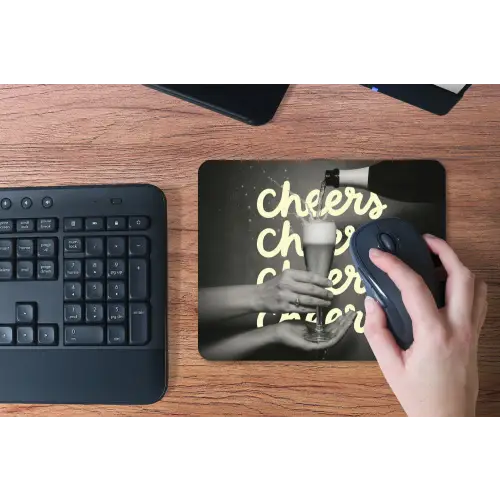 Cheers - Wijn - Zwart - Wit muismat rubber klein -toetsenbord