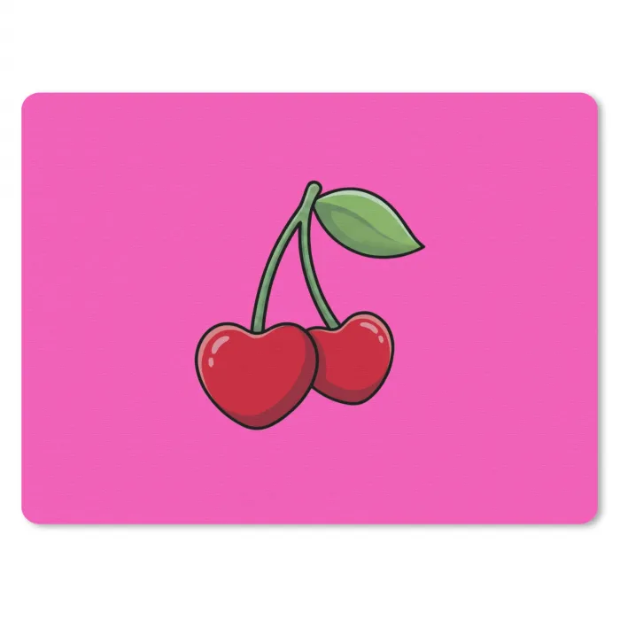 Kers - Roze - Fruit muismat rubber klein -3d