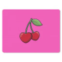 Kers - Roze - Fruit muismat rubber klein -3d