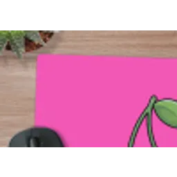 Kers - Roze - Fruit muismat rubber klein -closeup