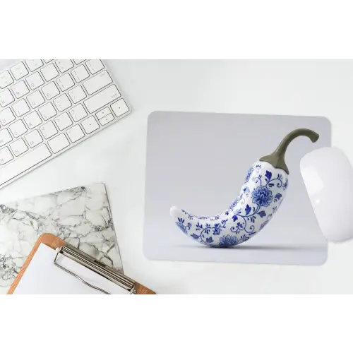 Chilipeper - Keramiek - Blauw muismat rubber klein -witbureau