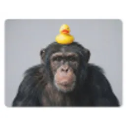Chimpansee - Badeend - Grijs muismat rubber klein -3d