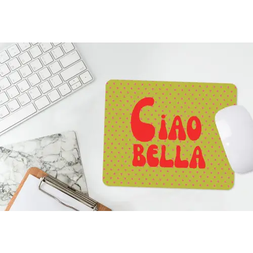 Ciao bella - Rood - Groen - Stippen muismat rubber klein -witbureau