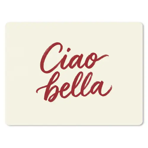 Ciao bella - Rood - Wit - Minimalistisch muismat rubber klein -3d