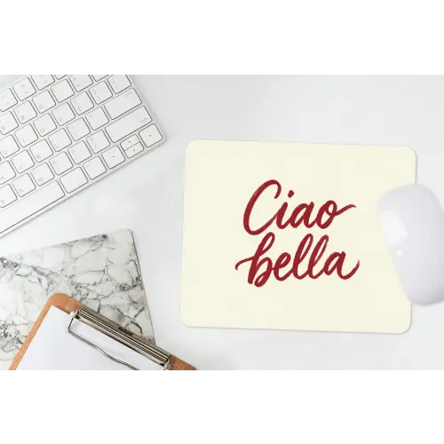 Ciao bella - Rood - Wit - Minimalistisch muismat rubber klein -witbureau