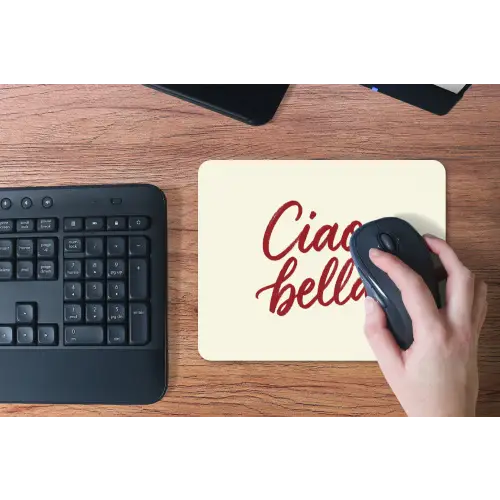Ciao bella - Rood - Wit - Minimalistisch muismat rubber klein -toetsenbord