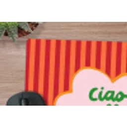 Ciao bella - Tekstwolk - Strepen - Oranje muismat rubber klein -closeup