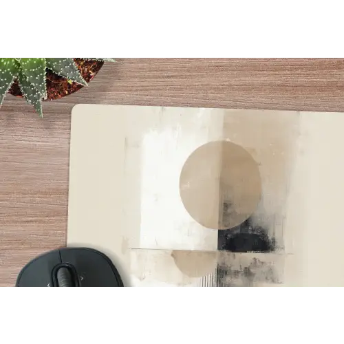 Cirkel - Compositie - Diepte - Beige muismat rubber klein -closeup